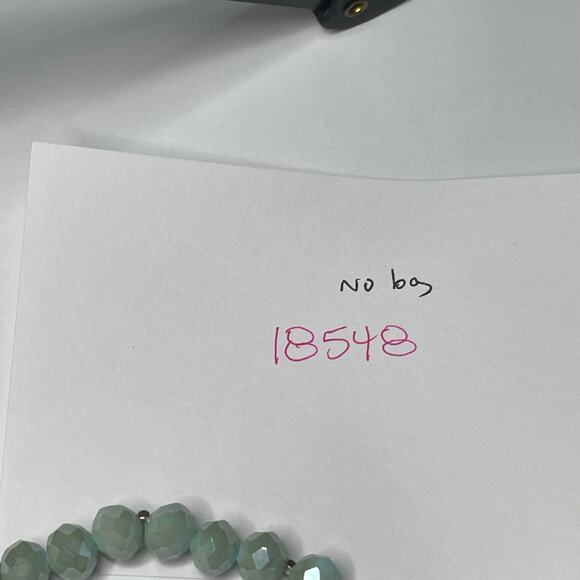 Set of two bracelets black and mint green blue stretch cross silver tone jewelry - Picture 14 of 15